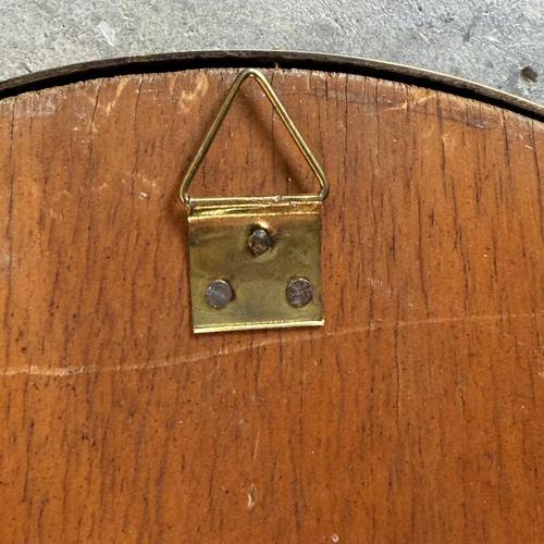 Wood Italian Oval Brass Mirror, 1950s For Sale - Image 7 of 8