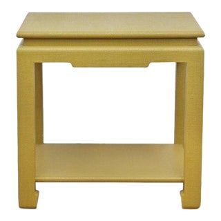 Vintage Karl Springer Style Ming Linen Wrapped Side Table C1970s For Sale