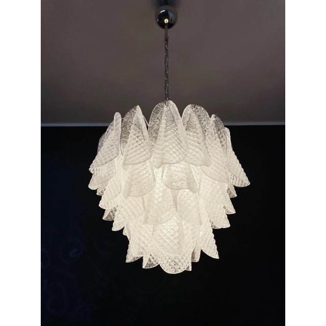 Vintage Italian Murano Glass Chandelier with 41 Rondini Glass Petals, 1980s For Sale - Image 16 of 18