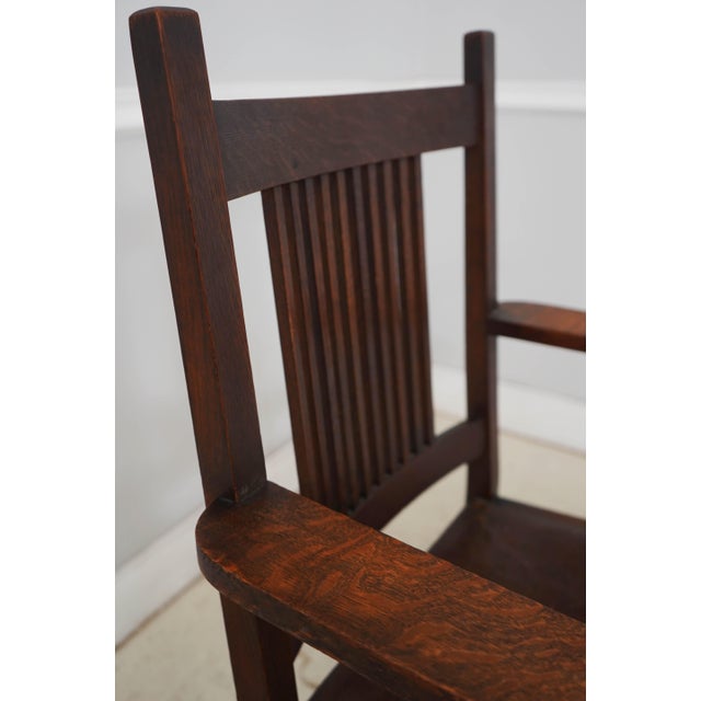 L&jg Stickley Mission Oak Spindle Back Armchair For Sale - Image 10 of 18