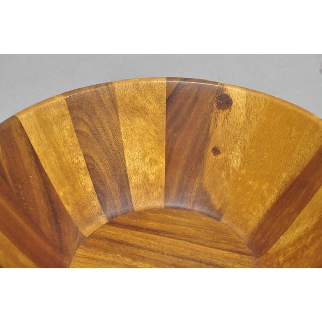 Vintage Bill.F Bf Mid Century Modern Acacia Wood Salad Fruit Bowl For Sale In Philadelphia - Image 6 of 11