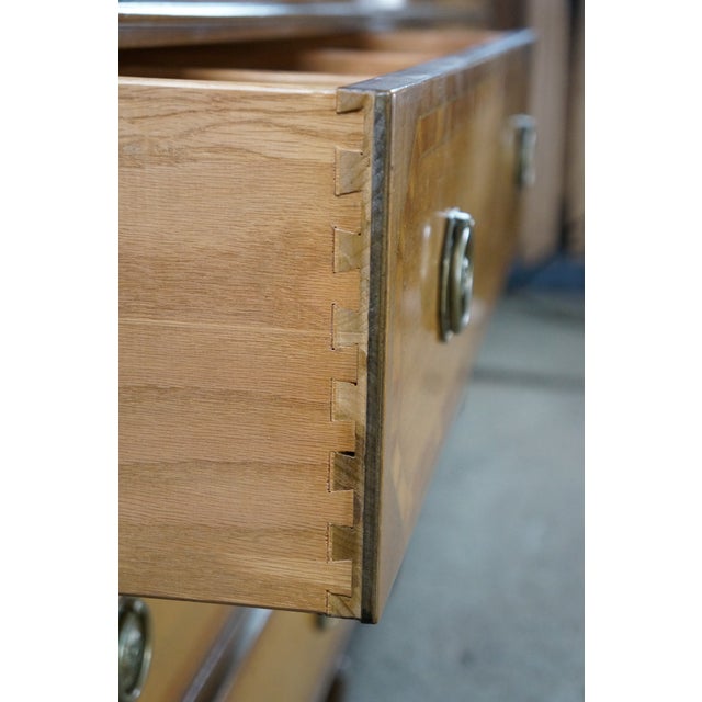 Vintage Kittinger American Federal Style Mahogany & Satinwood Triple Dresser 87" For Sale - Image 13 of 18
