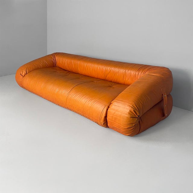 Italian Modern Leather Sofa by Alessandro Becchi for Giovannetti Collezioni, 1970 For Sale - Image 4 of 18