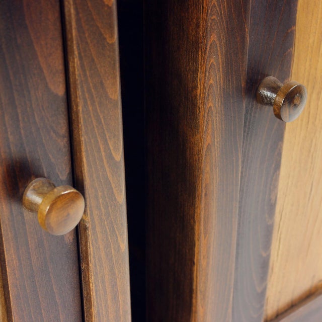 Brown Tall Vintage Bedside Tables in Wood, Czechoslovakia, 1930s, Set of 2 For Sale - Image 8 of 16