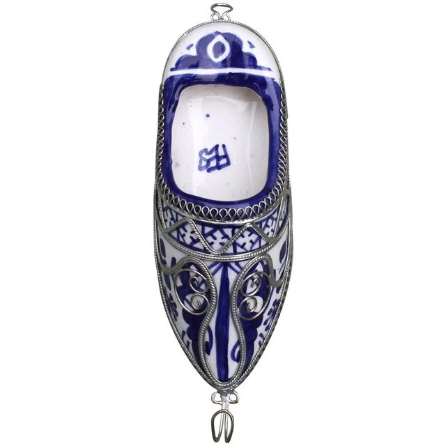 Moroccan Late 20th Century Blue Moroccan Ceramic Wall Hanging For Sale - Image 3 of 3