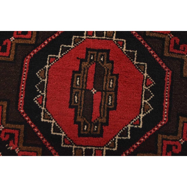 Vintage Baloch Rug 3'1'' X 4'8'' Black Wool Tribal Hand-Knotted Oriental Carpet For Sale - Image 4 of 12