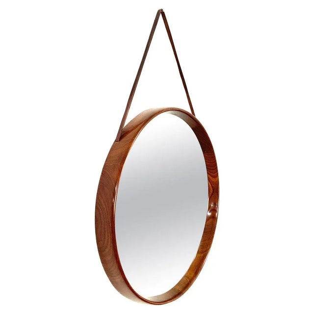 Swedish Teak and Leather Wall Mirror by Uno & Östen Kristiansson for Luxus Vittsjö, 1960s For Sale - Image 15 of 15
