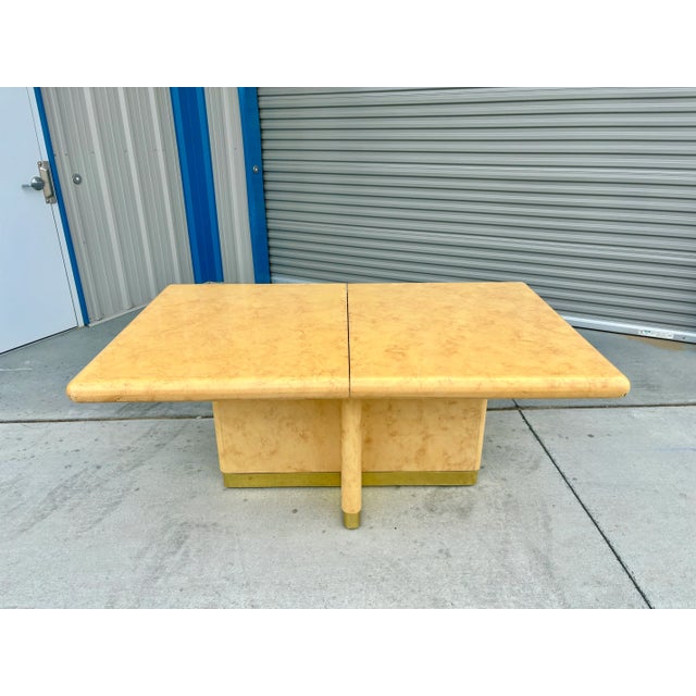1970s Mid Century Faux Burl Wood Dining Room Set of 7 For Sale - Image 9 of 12