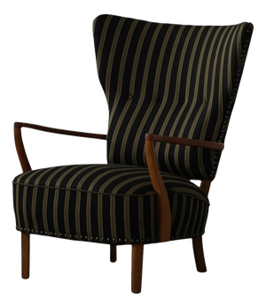Mid-Century Modern Danish Wingback Lounge Chair in Oak by Viggo Boesen, 1950s
