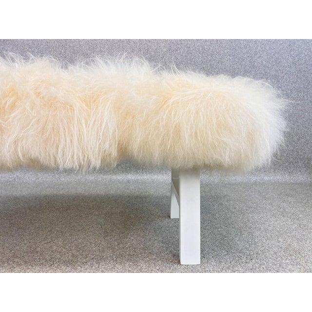 White Yeti Real Sheepskin Bench by Area Design For Sale - Image 11 of 12