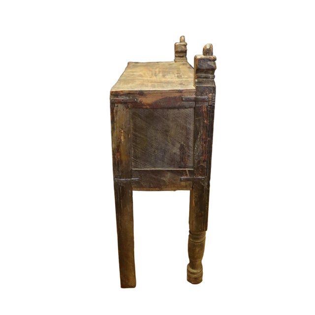 1900 - 1909 Antique Indian Hardwood Damchiya Storage Chest or Cabinet For Sale - Image 5 of 10