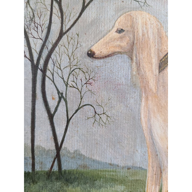 Late 19th Century Antique 19th Century Oil Painting Portrait of a Saluki Dog For Sale - Image 5 of 17