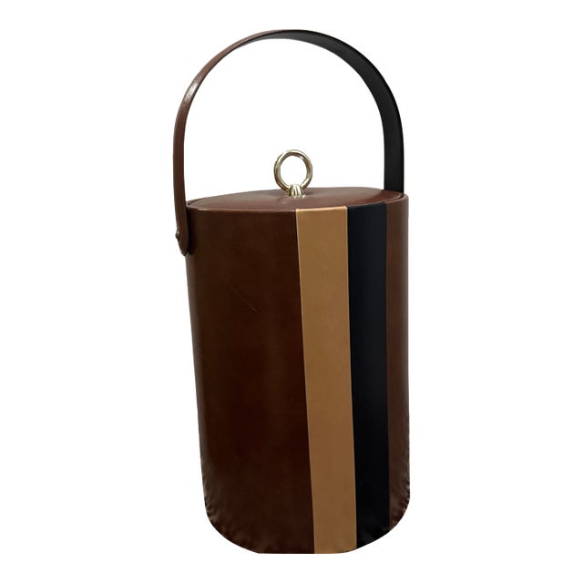 1980s Faux Leather Tall Champagne Ice Bucket For Sale