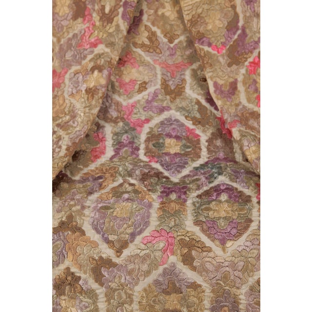 Antique Embroidered Damask Fabric For Sale - Image 4 of 6