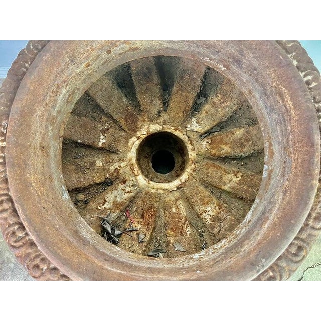 Large Pair of Antique Cast Iron Urn Planters, Europe, Early 20th Century For Sale - Image 10 of 16