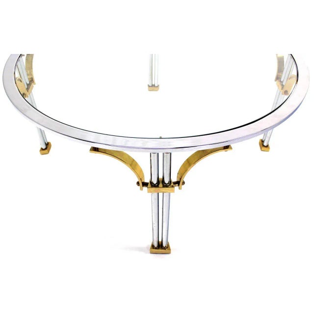 Metal Mid-Century Modern Chrome Brass and Glass Round Coffee Table For Sale - Image 7 of 10