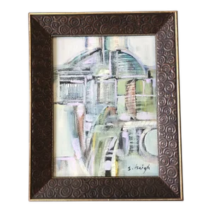 Contemporary Original Stephen Heigh Abstract Painting “Shades of Green “ Framed