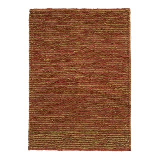 Rug & Kilim's Modern Textural Rug in Red and Green With Striped Design For Sale