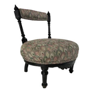 Early 20th Century Round Upholstered Slipper Chair
