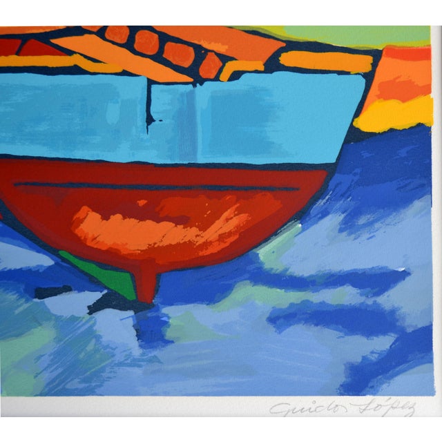 2000 - 2009 Poezia Marina, Spain - Fauvist Landscape - Limited Edition Screenprint #12/150 by Guido Lopez For Sale - Image 5 of 6