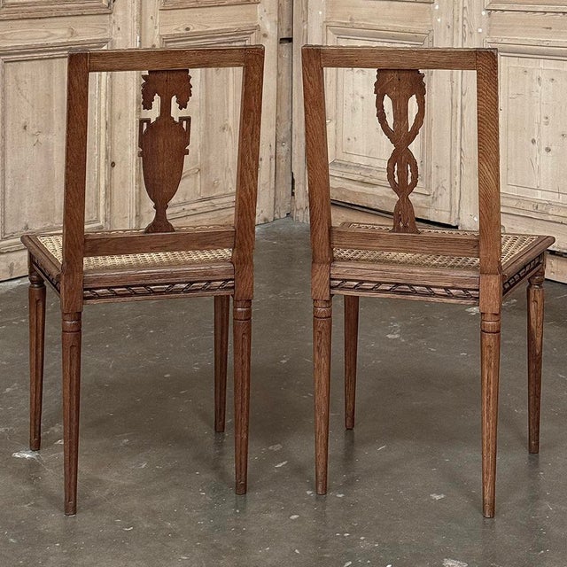 Mid 20th Century Pair Antique French Louis XVI Caned Side Chairs For Sale - Image 5 of 12