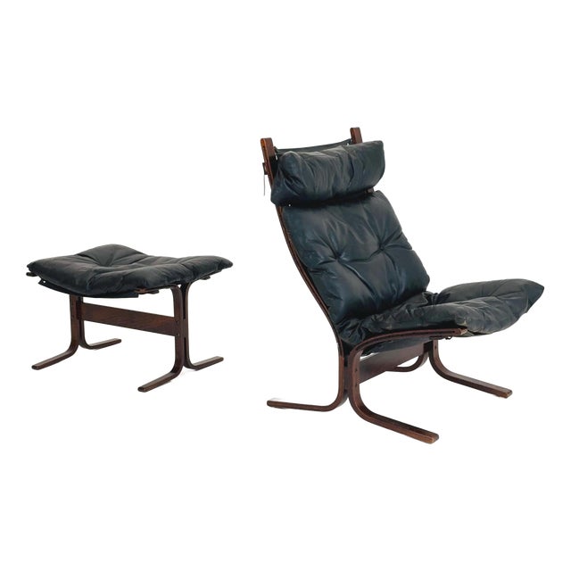 Set of Mid-Century Siesta Lounge Chair and Ottoman by Ingmar Relling for Westnofa, Norway, 1960s For Sale
