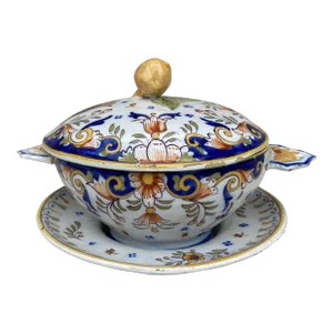 French Faience Tureen Desvres, Circa 1900