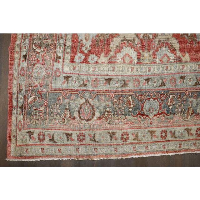 American Antique Zabihi Collection Persian Soft Red Bidjar Rug - 9'6" x 12' For Sale - Image 3 of 12