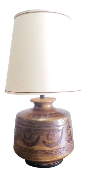 Large Ceramic Brown Table Lamp with Shade