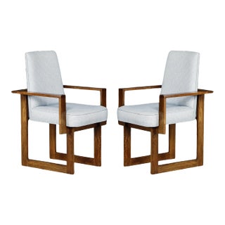 Vladimir Kagan 'Cubist' Dining Armchairs in Walnut, c 1967, New York - A Pair For Sale