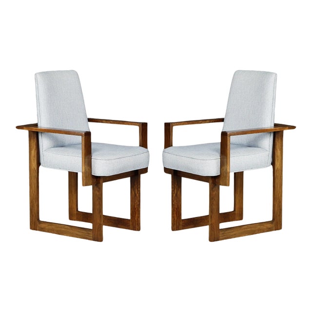 Vladimir Kagan 'Cubist' Dining Armchairs in Walnut, c 1967, New York - A Pair For Sale