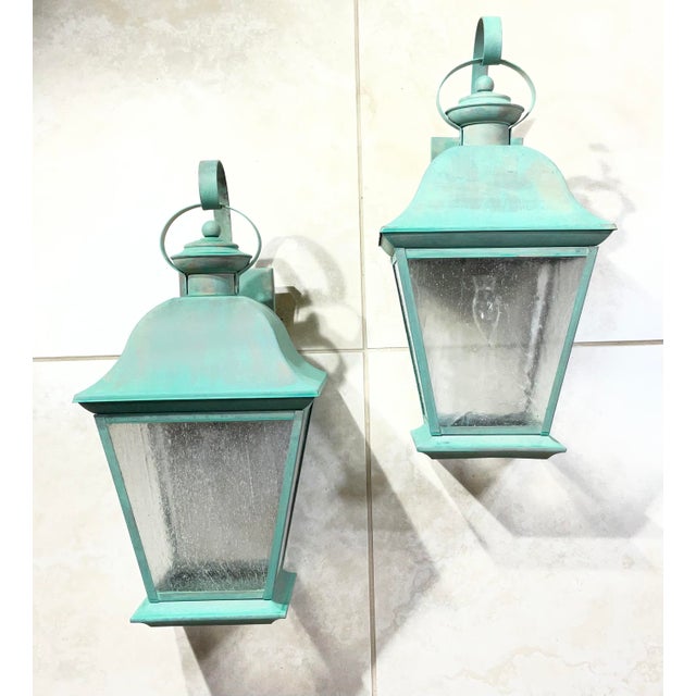 Pair of Vintage Solid Brass Wall Lanterns - Timeless Elegance for Your Home For Sale - Image 12 of 15