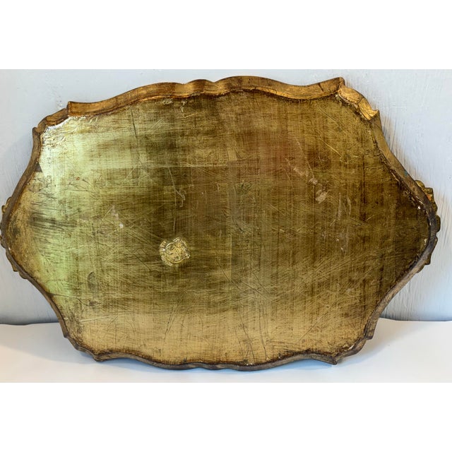 Mid 20th Century Vintage Italian Gilt Wood Serving Tray For Sale - Image 5 of 6