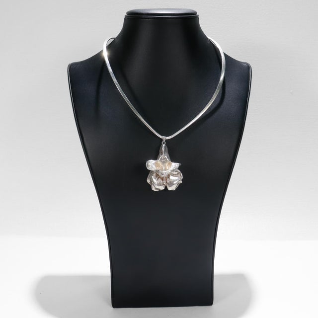 Signed Peter Von Post Swedish Silver Flower (Twinflower) Pendant Necklace For Sale - Image 9 of 12