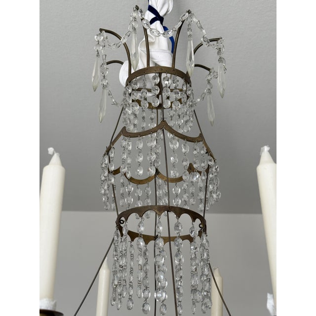 Swedish Brass and Crystal Chandelier,1800s For Sale - Image 6 of 10