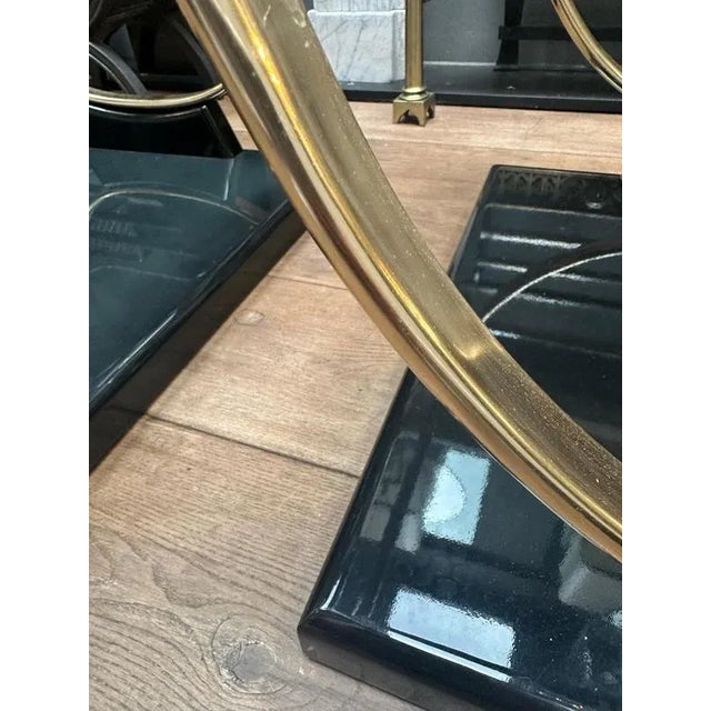 Wood Black Lacquered and Brass End Tables, 1980s, Set of 2 For Sale - Image 7 of 13