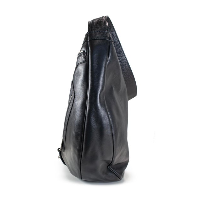 Versace Versace Repeat Large Hobo Black Leather Silver Hardware Shoulder Bag For Sale - Image 4 of 12