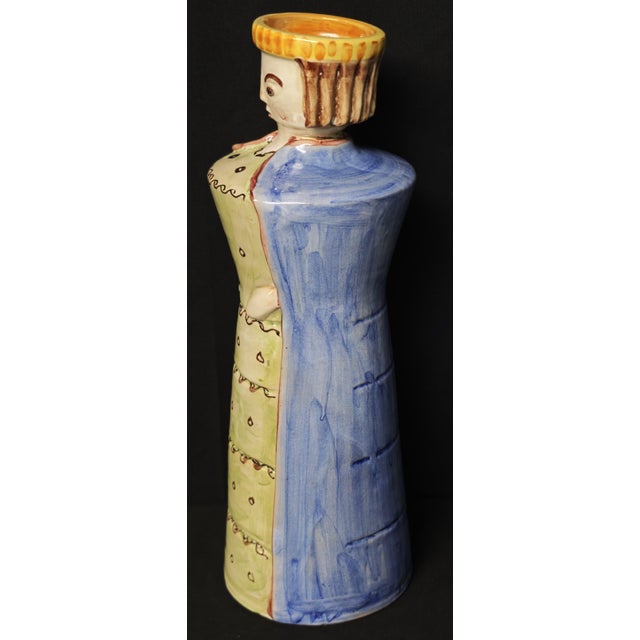 1960s Majolica Ceramic Female Figure Bottle from CAS Vietri, 1960s For Sale - Image 5 of 12