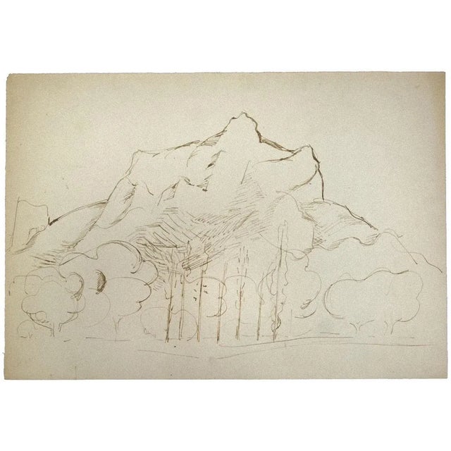 Landscape is an original drawing in pen realized by H. Hausmann in around 1950. Stamped on the rear. Good conditions but...