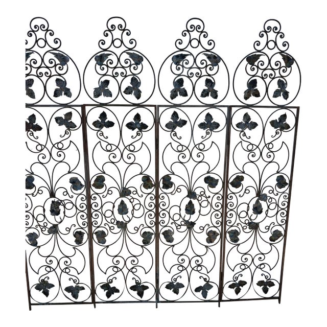Antique 4 Panel Iron Screen. For Sale