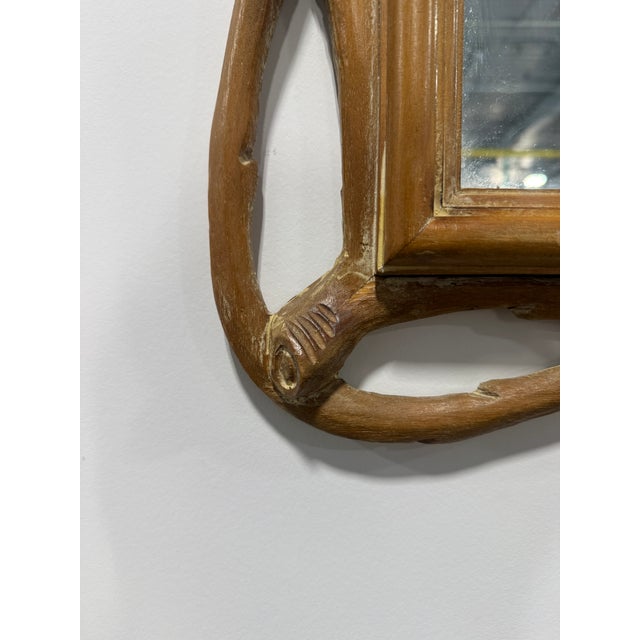 Italian Faux Bois Wall Mirror With Carved Wood Frame, Rustic Style For Sale - Image 9 of 9