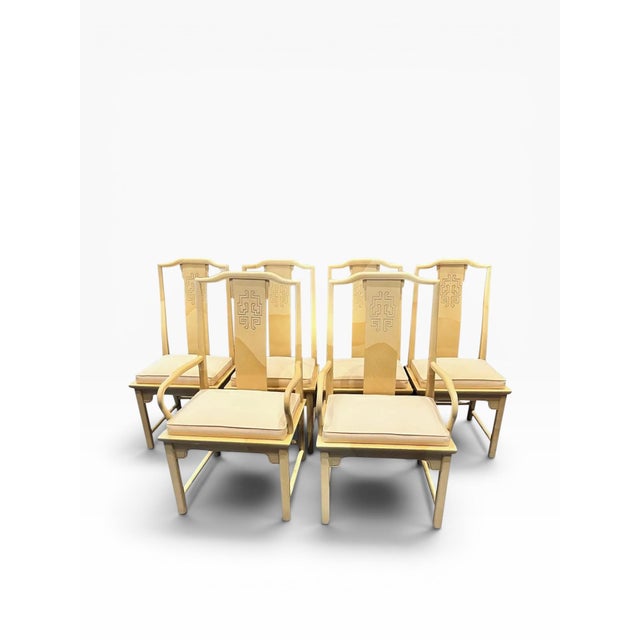 Beige 1990s Century Furniture Raymond Sobota Faux Goatskin Dining Chairs- Set of 6 For Sale - Image 8 of 14