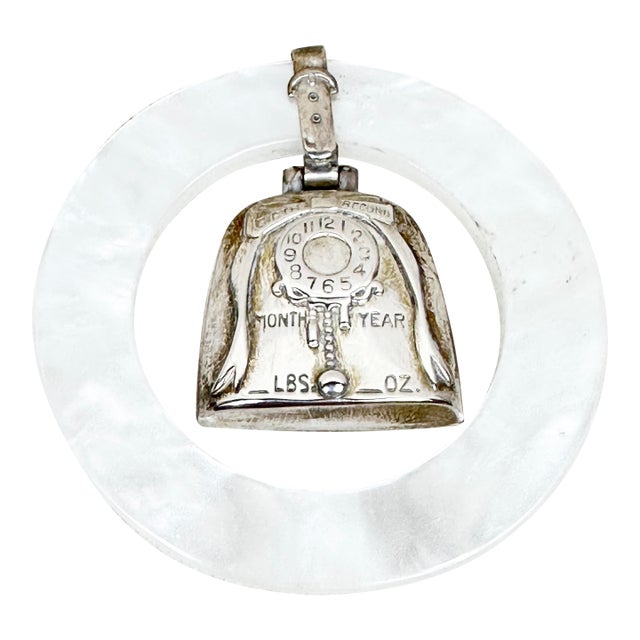 Vintage Sterling and Acrylic Baby Rattle/Teething Ring For Sale