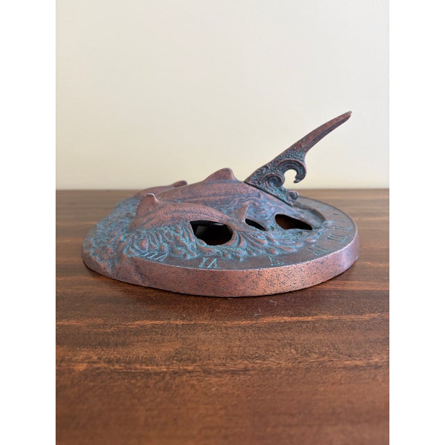Vintage Coastal Iron Garden Sundial With Dolphins For Sale - Image 4 of 7
