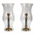 Pair of 1940’s Brass and Marble French Hurricane Lamps For Sale