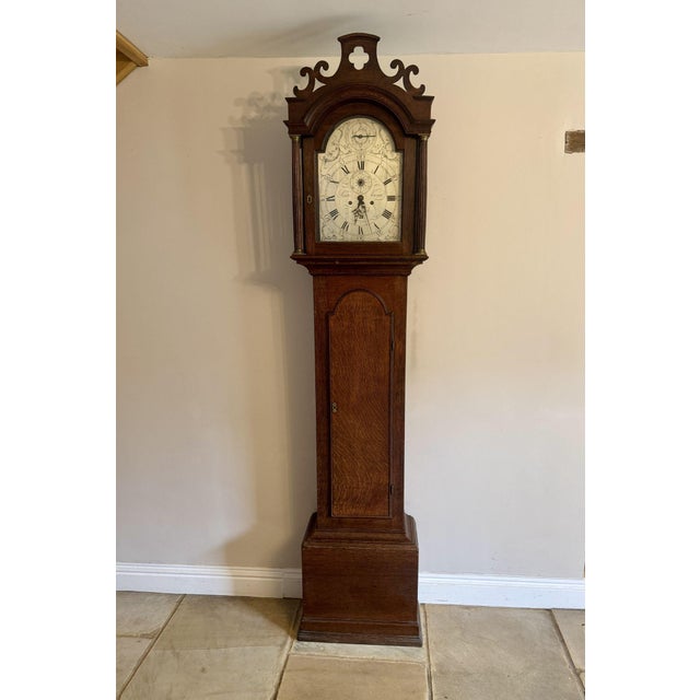 Antique George III Oak Arched Dial Long Case Clock, 1800 For Sale - Image 3 of 10