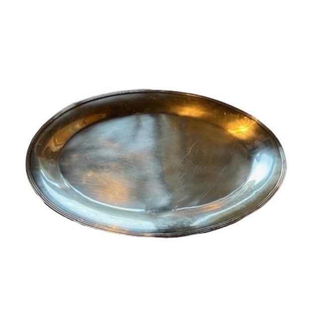 Traditional Large Plain Vintage Silverplate Serving Platter or Tray For Sale - Image 3 of 5