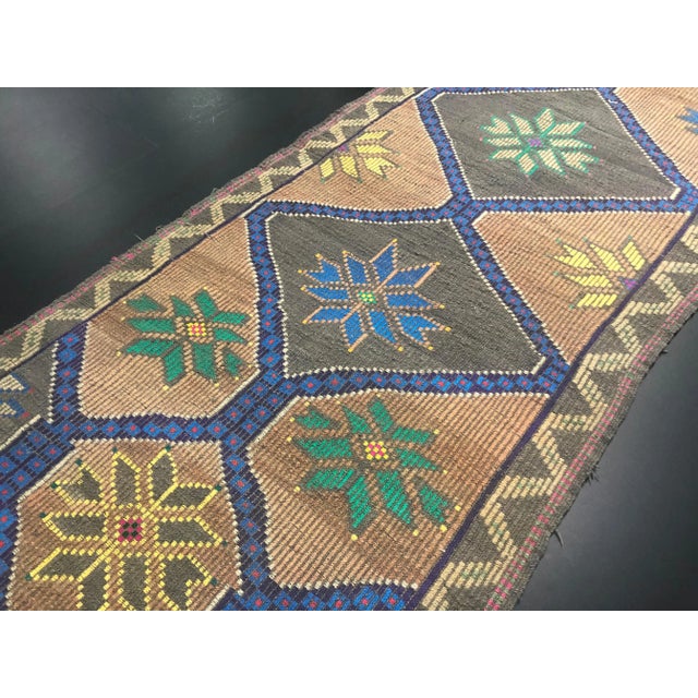 Tangerine Tribal Vintage Turkish Anatolian Kilim Runner Rug For Sale - Image 8 of 11