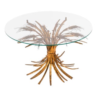 Vintage Hollywood Regency Gilded Wheat-Sheaf Coffee Table, 20th Century For Sale