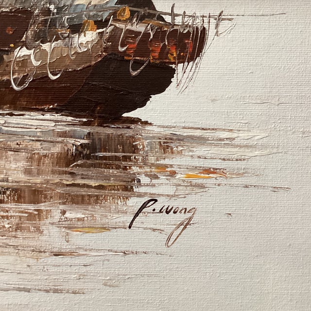 Original Painting on Canvas Nautical Seascape by Paul Wong Framed For Sale - Image 9 of 12